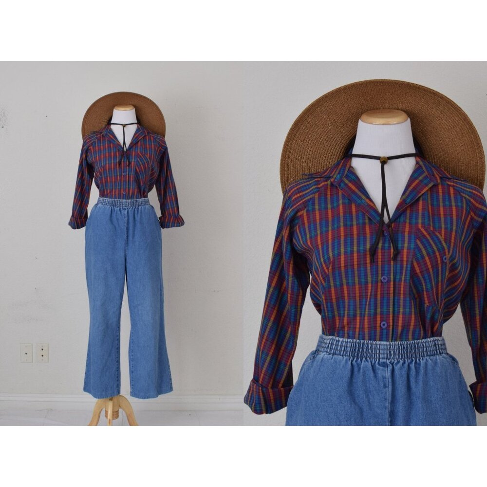 Vintage 00s Long Sleeves Plaid Shirt‎